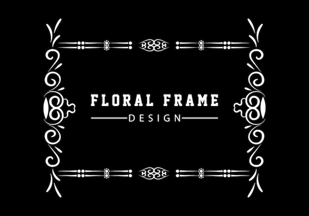 Elegante cornice floreale nera decorativa design vettoriali gratis