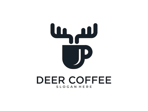 Elegant deer coffee logo design