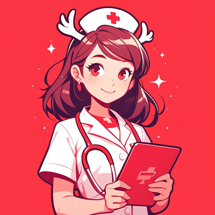 エレガントな鹿の看護師の漫画スタイル