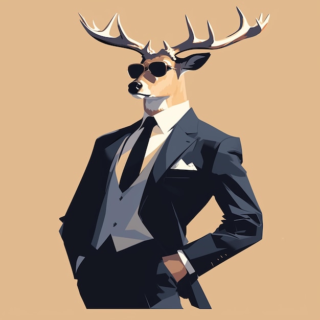 Vector an elegant deer reporter cartoon style