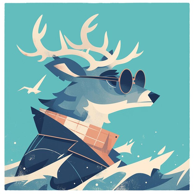 Vector an elegant deer sailor cartoon style