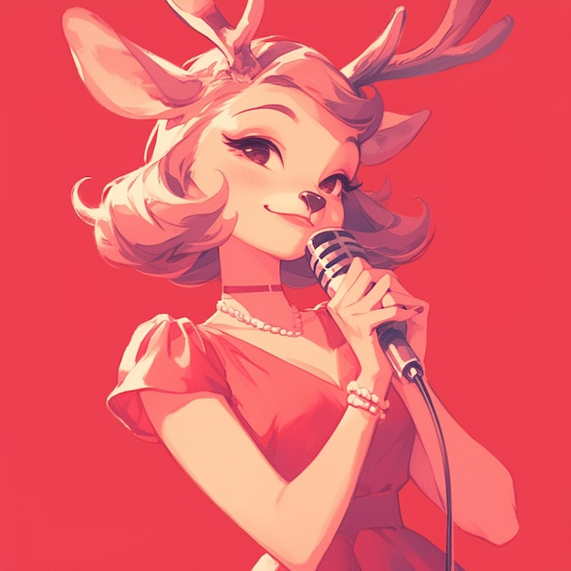 Vector an elegant deer singer cartoon style