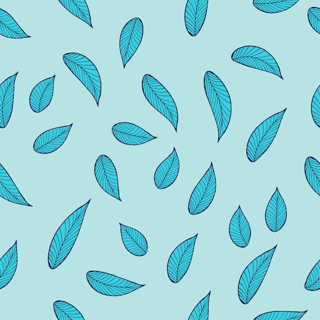 Elegant delicate blue seaves seamless pattern as nice simple vector for packaging and fabric