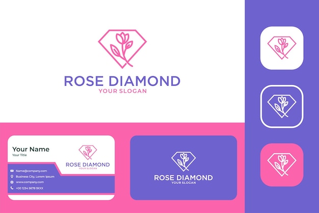 Elegant dental with diamond logo design and business card