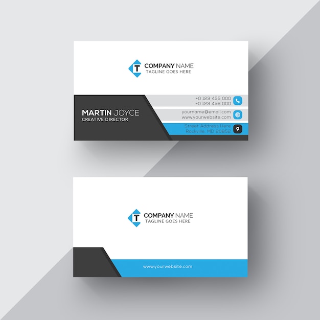 Elegant design black & blue professional business card template