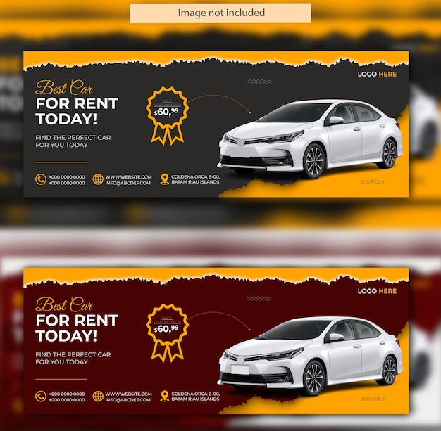 Elegant design of car rental promotion web banner facebook cover template