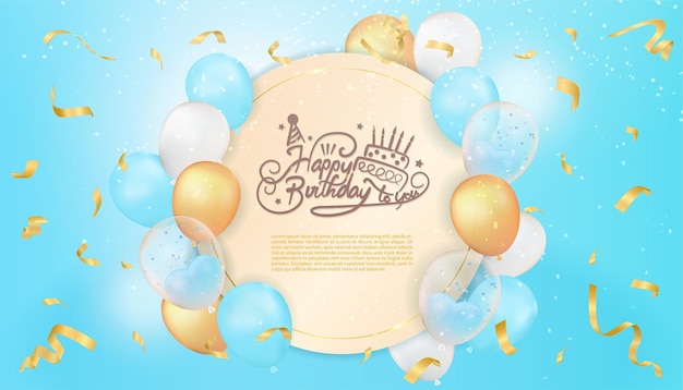 Elegant design of happy birthday background design with realistic balloons