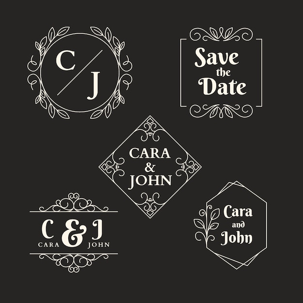 Vector elegant design wedding logos