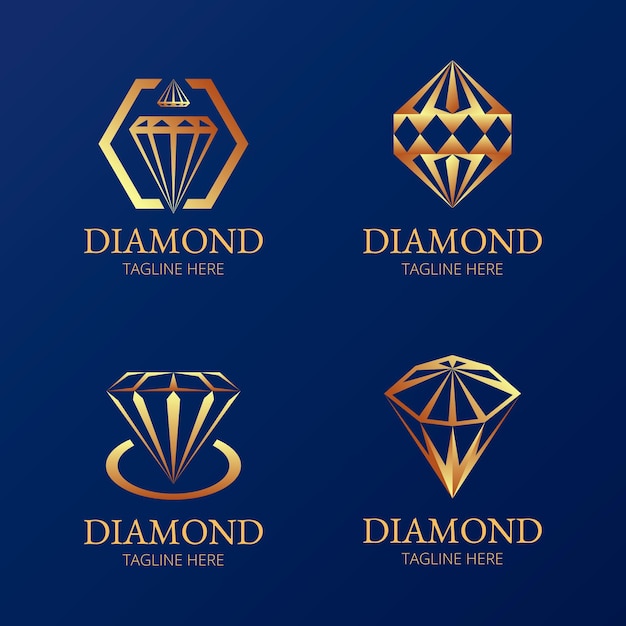 Elegant diamond logo set