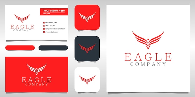 Elegant eagle hawk falcon logo design inspiration. logo design and business card