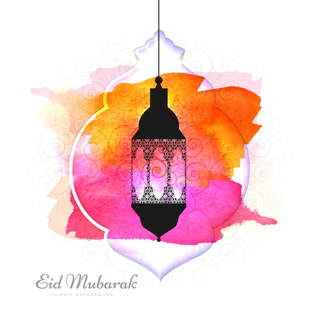 Elegant eid mubarak colorful background vector