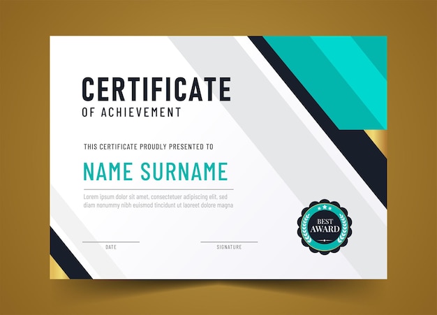 Elegant en luxe certificaat sjabloon met badge
