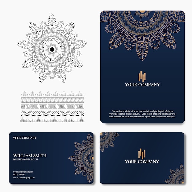 Elegant en luxe visitekaartje met mandala ornament
