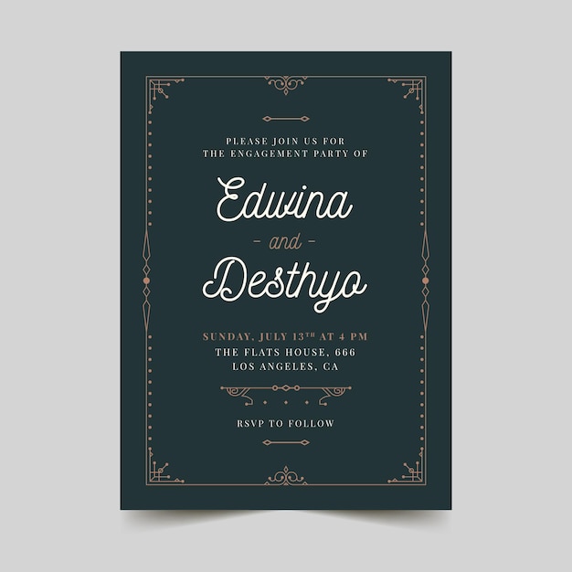 Vector elegant engagement invitation template