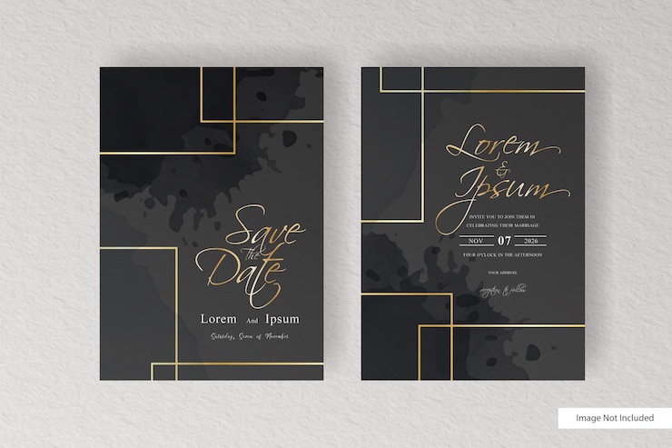 Vector elegant engagement wedding invitation set template