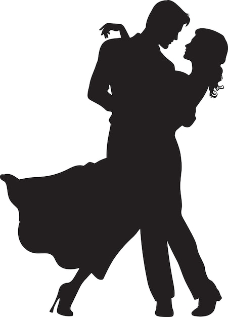 Vettore elegant entwine dance icon illustration synchronized steps iconic couple mark