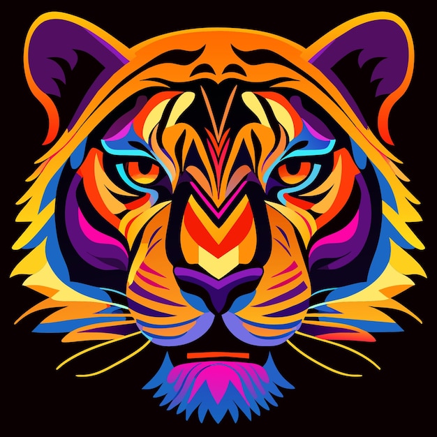 Elegant Eruption Tiger Face in Vivid Colors