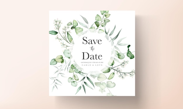 Vector elegant eucalyptus leaves watercolor wedding invitation card