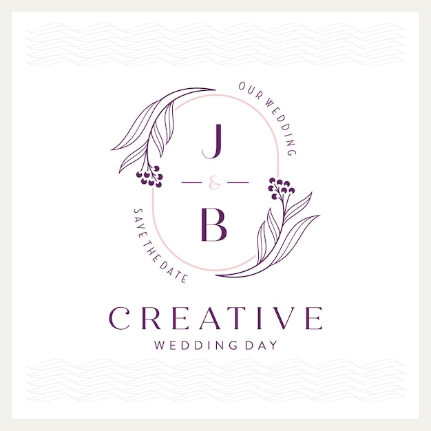 Vector elegant and eye-catching j and b monogram wedding logo