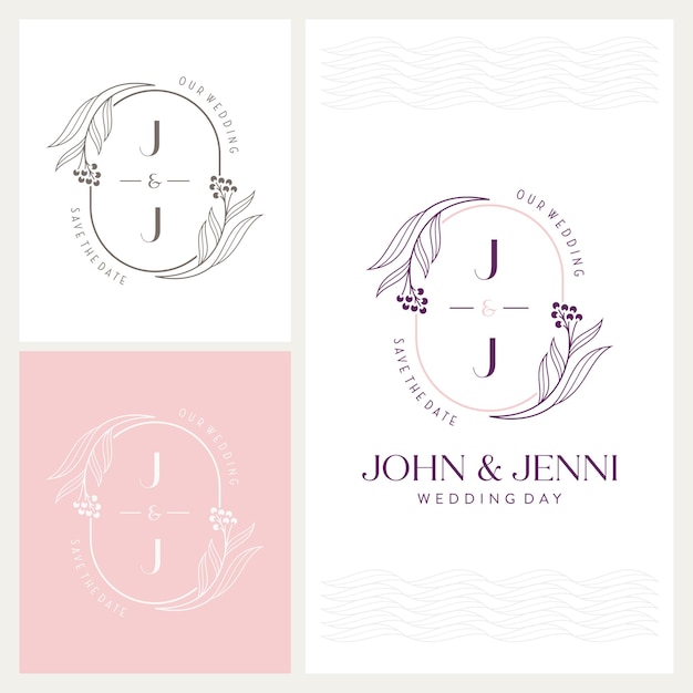 Vector elegant and eye-catching j and j monogram wedding logo