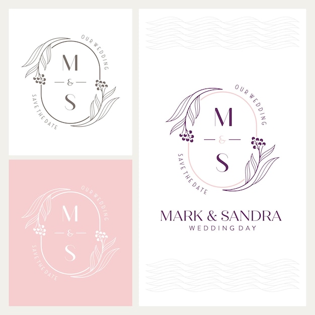 Logo da matrimonio con monogramma m e s elegante e accattivante