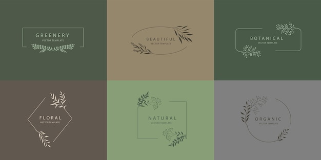 Elegant fashionable botanical logos for cosmetics beauty wedding eco design Vector set