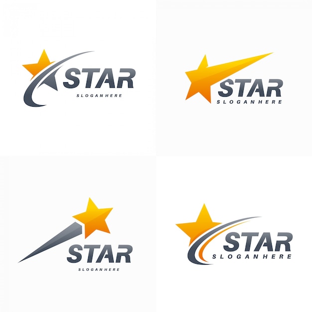 Vector elegant fast star logo set