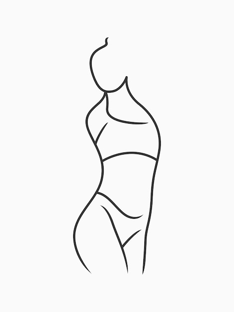 Vector elegant female body art line silhouette