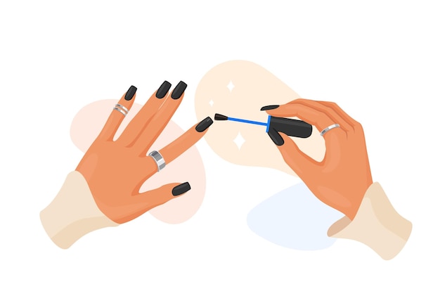 Vector elegant female hands doing manicures