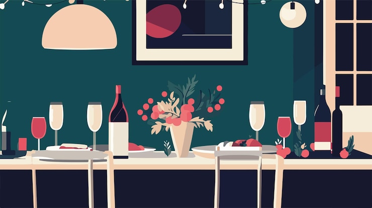 Vector elegant festive dinner table vector illustration for special occasions