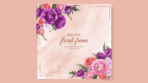 Elegant floral background template with flowers web social media