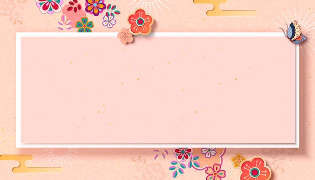 Elegant floral banner in paper art style with copy space