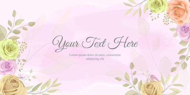 Elegant floral banner with beautiful blooming roses