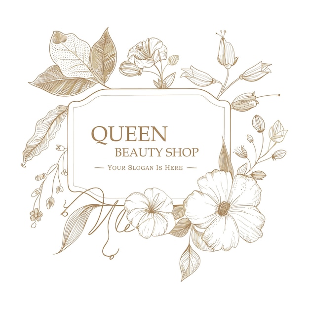 Elegant Floral Beauty Vintage Logo Design for Queen Beauty Shop