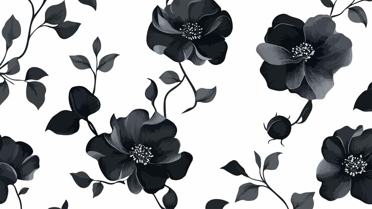 Vector elegant floral black wallpaper vector geïsoleerd