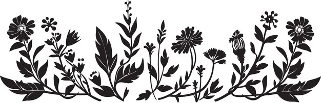 Vettore elegante cornice floreale botanica vector border icon enigmatica inked garden edge emblema floreale nero