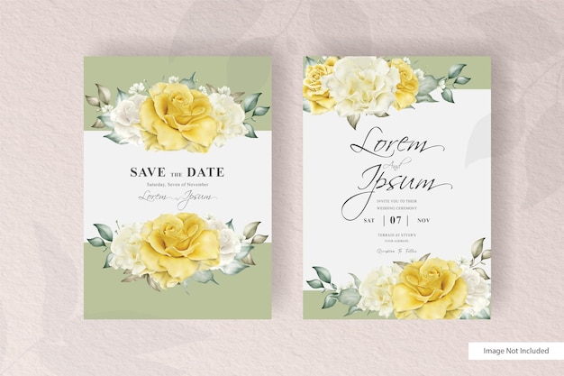 Elegant floral frame wedding invitation card template design