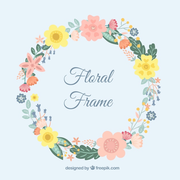 Elegant floral frame with flat design