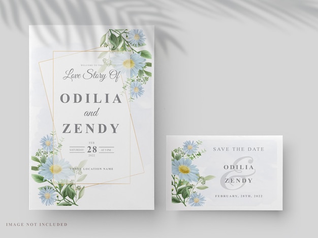 elegant floral hand drawn wedding invitation card template