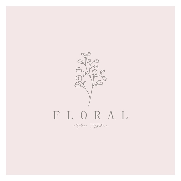 Elegant floral and leaf frame delicate botanical for labels spas corporate and wedding invitations