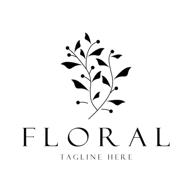 Elegant floral and leaf frame illustration labels spas corporate identity and wedding invitations