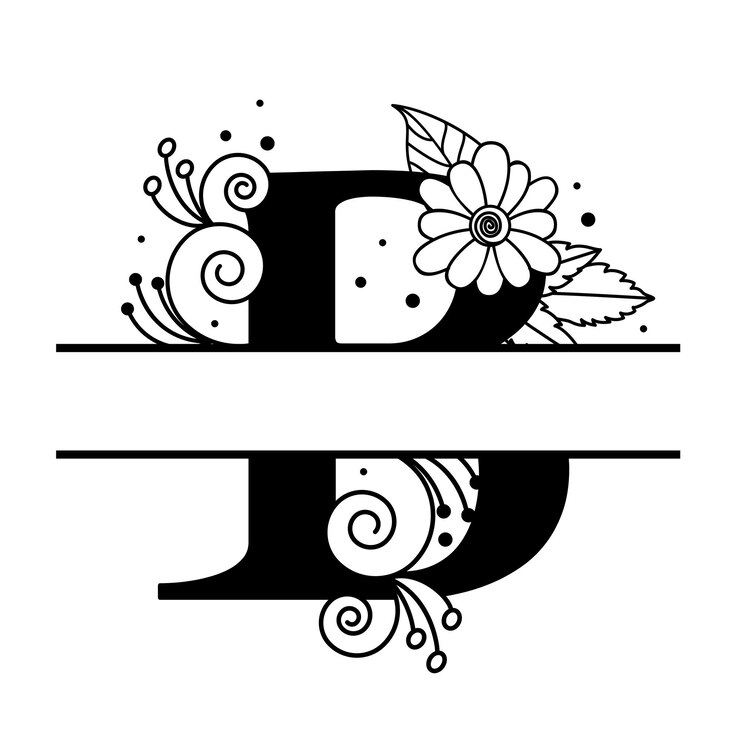 Vector elegant floral letter b floral alphabet gepersonaliseerd floral monogram design