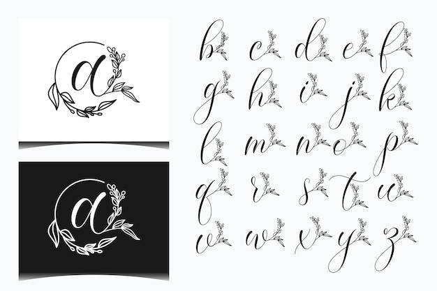 Elegant floral letter logo template