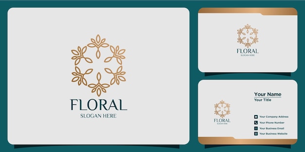 Elegante logo floreale e set di biglietti da visita