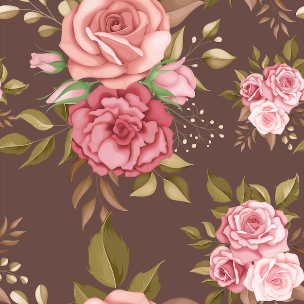 로맨틱 장미와 우아한 꽃 원활한 패턴