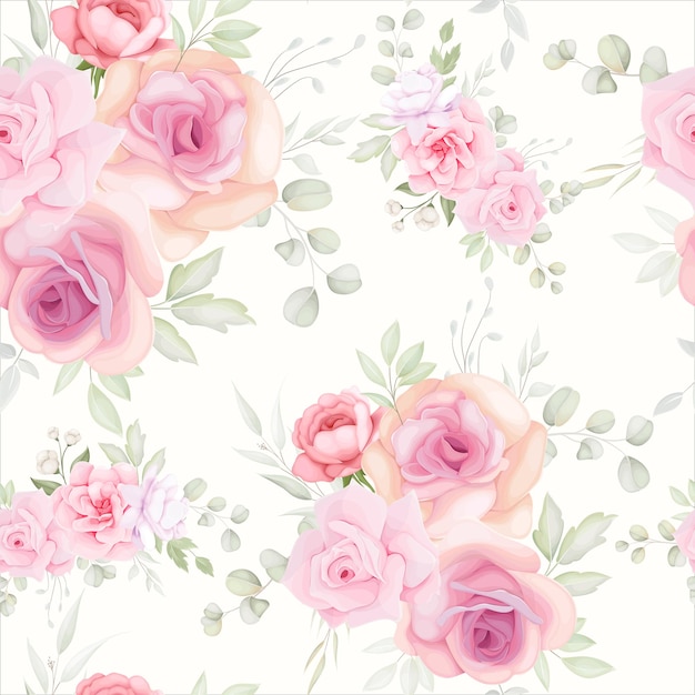 Vector elegant floral seamless pattern with soft flower decoration