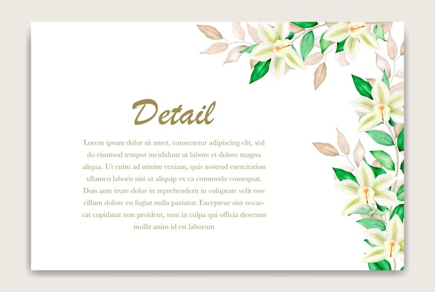 Элегантный цветочный шаблон свадебной открытки акварель
