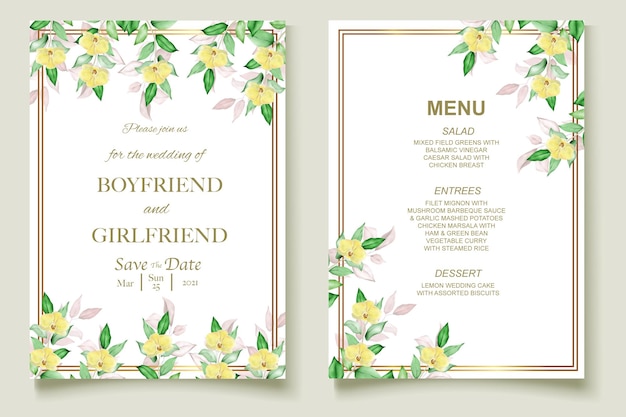 Elegant floral template wedding card watercolor