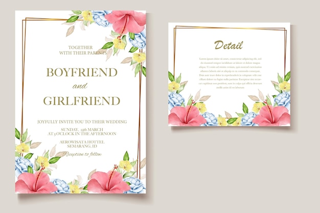 Vector elegant floral template wedding card watercolor