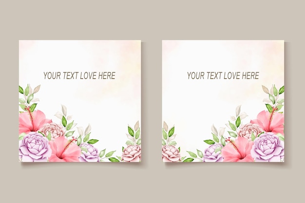 Elegant floral template wedding card watercolor